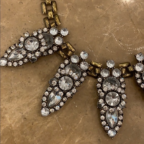 Beautiful statement necklace brass & rhinestone. - Picture 3 of 7